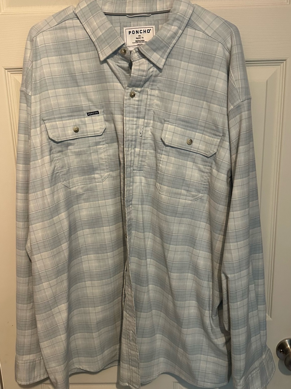 PONCHO Light Blue & White Plaid Button Shirt